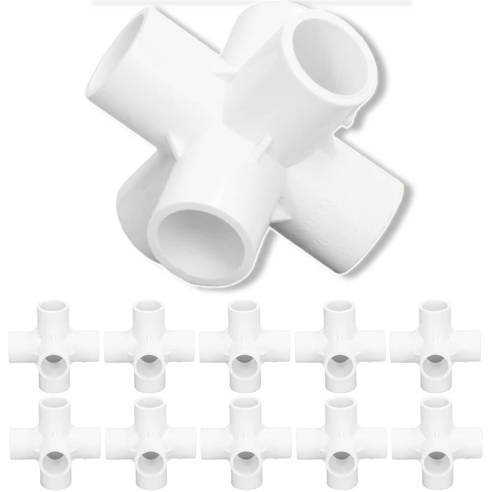 Uadme PVC Pipe Corner Elbow Connectors - 10PCS 6 Way 20mm Inner Diameter White Fittings for PVC Plastic Pipe Systems
