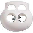 DYZD Plastic Cord Lock End Toggle Double Hole Spring Stopper Fastener Slider Toggles End (White 10PCS)