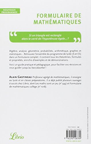 Formulaire De Mathematiques Ne Memo French Edition Gastineau Alain 9782290108789 Amazon Com Books