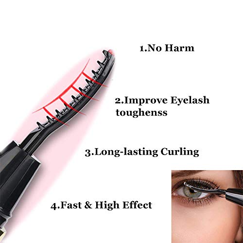 Eyelash Curler,Heated Eyelash Curler, Mini Electric Eyelash Curler, Portable with Led Light Electric Makeup Eyelash Brush (Black)