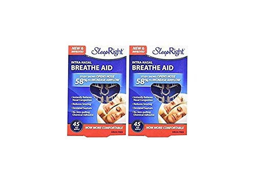 SleepRight Intra-Nasal Breathe Aids Breathing Aids for Sleep Nasal Dilator 45 Day - 2 Pack