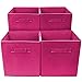 Sorbus Foldable Storage Cube Basket Bin (4 Pack, Pink)
