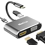 USB C to HDMI VGA Adapte for Nintendo Switch,NiaoChao USB C Hub 4-in-1 Type C Multiport Adapter to 4K HDMI, USB C to VGA, USB 3.0 Port and USB-C Charging Port for MacBook (Space Gray)