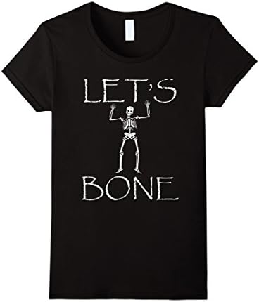 Womens Lets Bone Skeleton Cute Funny Halloween Party T Shirt Skull Large Black