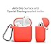 GMYLE AirPod Case, Silicone Protective Cover Skins with Keychain for Airpods Earbuds Wireless Charging Case, Accessories Set Compatible with Apple AirPods 1 & 2, Neon Orangethumb 2