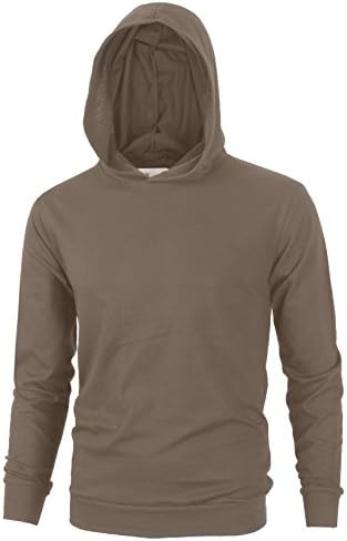 Align Apparel Mens Lightweight Cotton Pullover Long Sleeve Hoodie Sweatshirt (Medium, Brown)