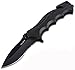 Pro Iron Assisted Opening Serrated Edge Outdoor Survival Camping Hunting Knife Stainless Steel Protective Black Oxide Coating Built-in Seat Belt Cutter and Carry Pocket Clip Woodsmen (Black-1 Knife)