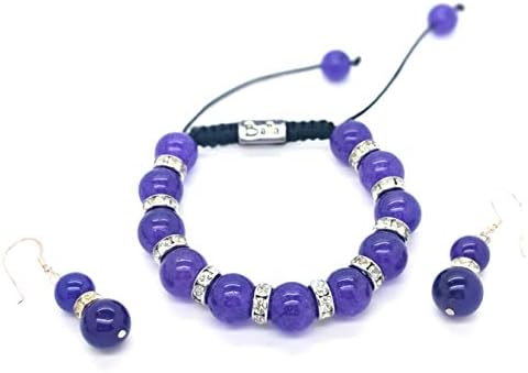 Balla Bracelets Purple Crystal Amythest Bead Color Healing Inspirational Strength Set for Women