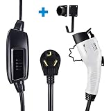 Megear/Zencar Level 2 EV Charger(240V, 16A, 25ft), Portable EVSE Home Electric Vehicle Charging Station Compatible with Chevy Volt, Nissan Leaf, Fiat, Ford Fusion(NEMA 10-30 Plug)
