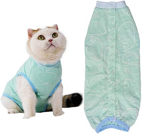 Kuveela Pet 猫 術後服 術後ウェア 小型犬 保護服 服 術後カバー服 ｘｘｘｓ 避妊 離乳 皮膚病 通気 雌 傷口保護 中古 クジラ