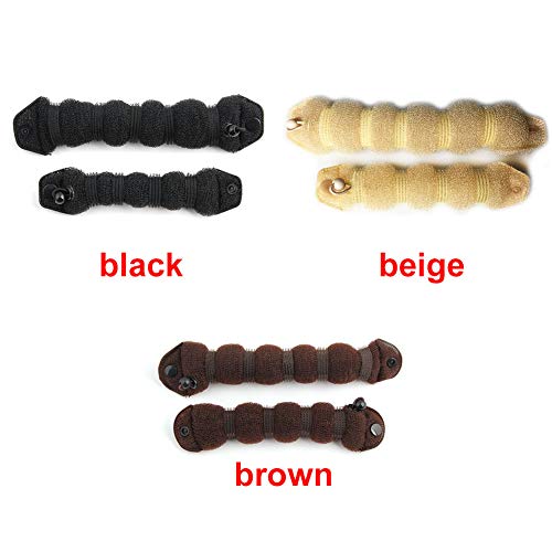 Hot Bun for Hair, 2PCS Magic Hair Styling Styler Hot Hair Donut Bun Ring Styler Maker,Big + Small(19cm+24cm,Brown)