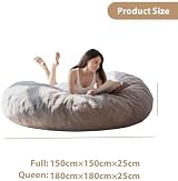 MAXYOYO Bean Bag Bed - Convertible Sofa, Plush, Gray, 180x180 cm view 2