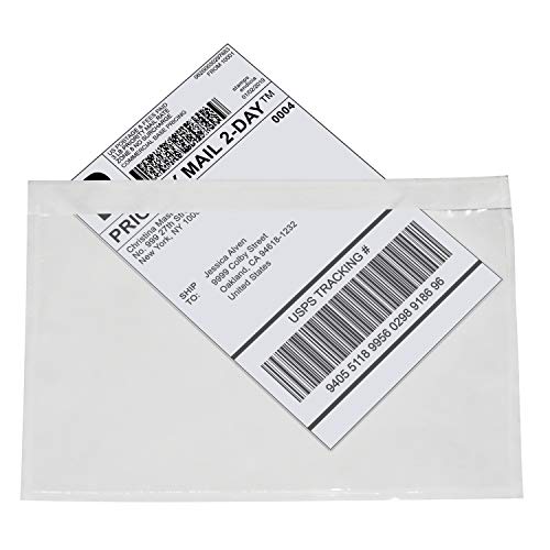 Mionno 7.5" x5.5" Clear Strong Adhesive Invoice Enclosed Pouches, 200pcs Packing List/Shipping Label Envelopes Pouches for Mailing Shipping Business (Long Side Loading)