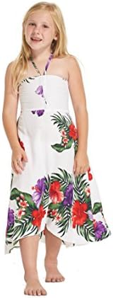 Aloha Fashion Girl Butterfly Hawaiian Luau Dress In White Floral 6