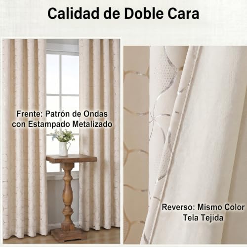 Gazal Vole Golden Cream Curtains Geometric Design, H220 x W140 cm, Set of 2 Panels, Soft Velvet, Blackout Curtains 75-80%, Metal Eyelets 4 cm, Living Room Bedroom Office