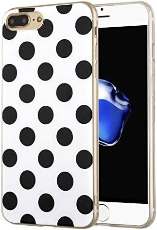 iPhone 7 Plus Case, ZKDT Polka Dots Series Soft TPU Ultra-thin Protective Cover Case for iPhone 7 Plus 5.5" (White Black Polka) Wireless Phone Accessory