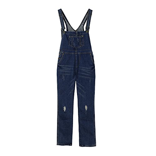 ZEFOTIM Women Loose Denim Jeans Pants Hole Overalls Straps Jumpsuit Rompers Trousers (M,BlueÂ )