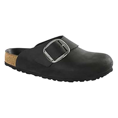 Amazon.com | Birkenstock Women's Basel Big Buckle Black Oiled Leather 42 N | Sandals
