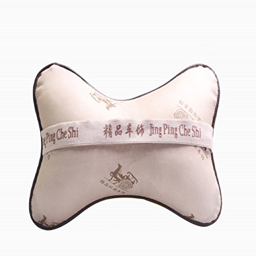 Ikevan 1 pc Car Neck Pillow Children Adult Car Seat Breathable Headrest Auto Head Neck Rest Cushion Leather Polyester Headrest Pad Bone Pillow 10.6" X 7.1" (Black)
