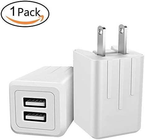 Wall Charger, YOKERSU 2.4A Dual USB Travel Charger Smart Charger Adapter with Foldable Plug for iPhone 7/7 plus 6/6 plus 5S 5 4S Samsung S5 S4 S3, Note 5, HTC, Nokia (White 1-Pack)