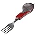 CAMTOA Stainless Steel Folding Spoon Fork Tool 2-in-1 Cutlery for Camping Hiking,Red