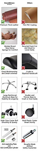 Grace & Grace Professional Gilder Series Extra Large Seat with Comfortable Backrest Rolling Swivel Pneumatic Adjustable Heavy Duty Stool for Shop, Salon, Office and Home (Black)
