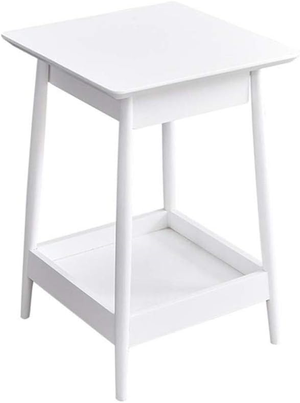 Kutera Solid Wood Bedroom Bedside Table Simple Modern Mini Bed Side Cabinet Living Room Side Few Floating Window Small Coffee Table-White