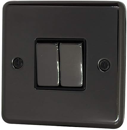 Discount ElectrixDiscount Electrix 2 Gang 2 Way 10 Amp Light Switch Black Nickel Finish with Black Insert