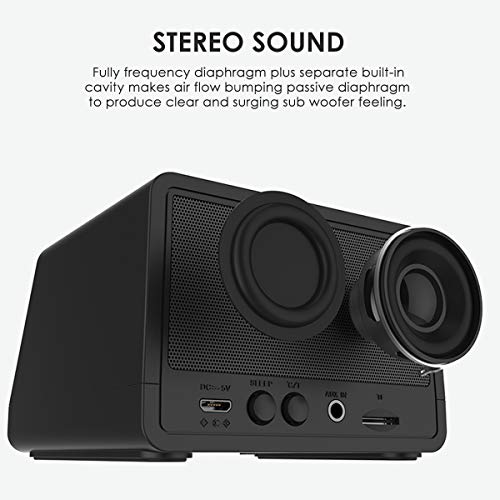 Alarm Clock Radio,Leyeet Wireless Bluetooth Speaker,USB Charger,TF Card Play, Thermometer, Large Mirror LED Dimmable Display AUX-in Function Hotel,Home,Office,Bedroom,Travel Black
