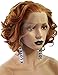 Anogol Hair Cap+Copper Red Lace Front Wig Short Bob Wigs Body Wave Auburn Orange Synthetic Hair Free Part For Women