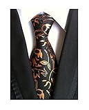 MINDENG Gold Blue Mens Floral Paisley Ties Silk Jacquard Woven Suits Tie Necktie