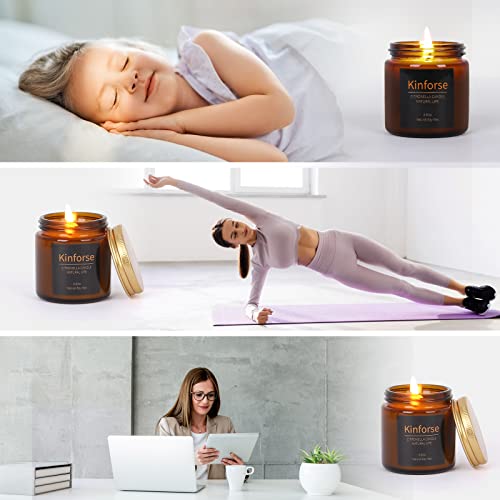 Kinforse Natural Soy Wax Citronella Candles Outdoor/Indoor | Long-Lasting for Garden, Camping, Picnic | Essential Oil Aromatherapy Citronella Candle Outdoor | Gardening Gifts & Presents for Women