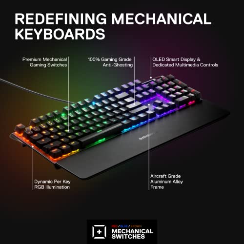 SteelSeries Apex 7 Mechanical Gaming Keyboard OLED Smart Display