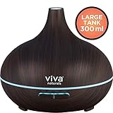 Viva Naturals Ultrasonic Aromatherapy Essential Oil Diffuser, Large 300ml Tank - Vibrant Changeable LED Lights, Soothing Mist & Automatic Shut Off (Espresso Zen)