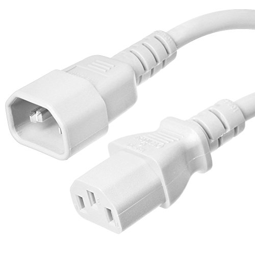 IEC Jumper Power Cord C14 to C13 - White, 8 Foot, 15A/250V, 14/3 AWG - Iron Box Part # IBX-2808-08