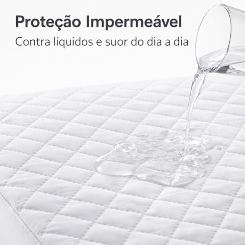 Kit Protetor de Colchão Queen Impermeável Matelado com Elástico + 2 Protetores de Travesseiro com Zíper | Silencioso, Antiácaro, Ajuste até 38cm