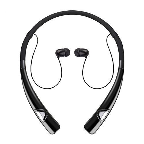 Bluetooth Headphones, Hyfanda Wireless Neckband Headset Stereo Hand-free Sports Noise Cancelling Earbuds with Mic for iPhone 8/7/6 and Other Bluetooth Devices (Black)