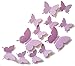 ALLICERE 12Pcs 3D Butterfly Removable Wall Decals DIY Home Decorations Art Decor Wall Stickers Murals for Babys Kids Bedroom Living Room Classroom Office(Color: Light Purple)