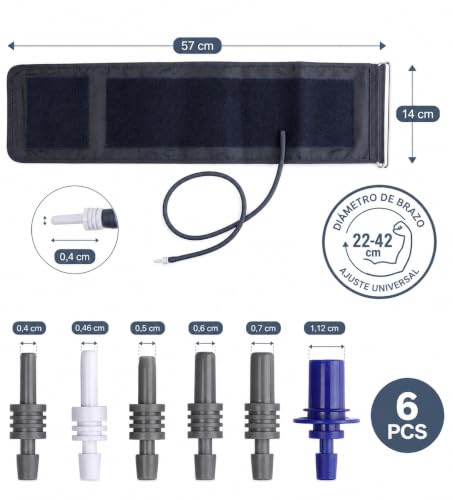 Universal Arm Blood Pressure Monitor Arm Cuff 22-42cm with 6 Connectors | Compatible with Omron, Beurer, Medisana and A&D | Replacement Sleeve for Blood Pressure Monitor