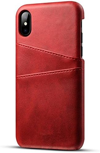 iPhone X Case, IKKE Ultra Slim PU Leather Wallet Phone Case with 2 Cards Slots Phone Cover for iPhone X/10 (Red)