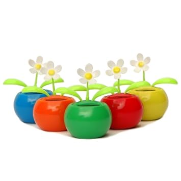 Solar-Wackelblume mit weißer Blüte, Solarblume in 5 tollen Farben mit weißem, wackelndem Köpfchen, Solarenergie Sonne