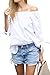 Simplee Apparel Women's Off The Shoulder Long Sleeve Knotted Top Blouse White