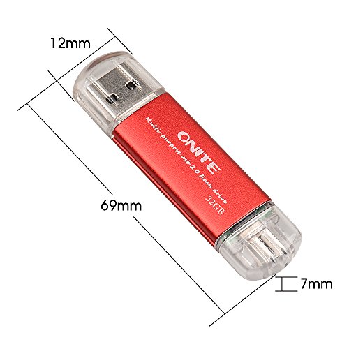 Onite Red 32G Multipurpose Micro USB OTG Flash Drive for Samsung LG HTC Motorola Moto Blu Smart Cellphone Tablet or HP Dell Acer Toshiba Sony Laptop Computers