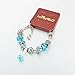 Long Way Blue Beads Carved Bracelet Sliver Plated Snake Chain Charm Strand Bracelet For Women&Men