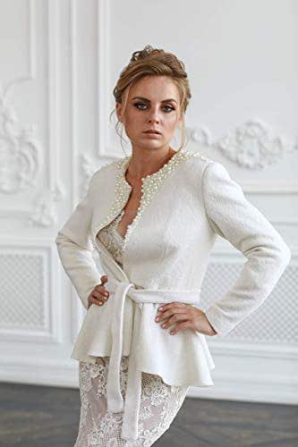 ivory jacket for wedding guest