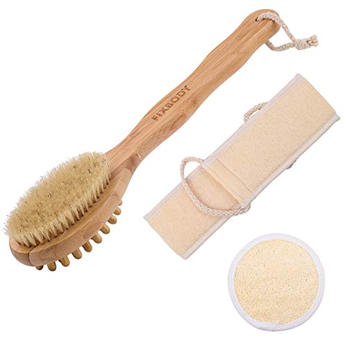FIXBODY Bath Shower Body Brush, Loofah Back Scrubber and Face Sponge