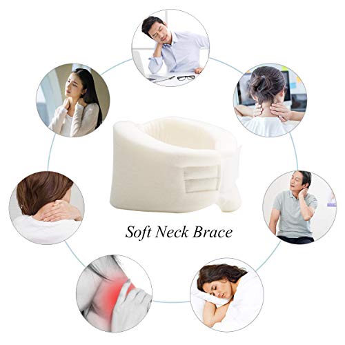 Cervical Neck Collar Soft Foam Support Soft Neck Brace Collar for Sleeping Relieves Neck Pain and Spine Pressure(White M)
