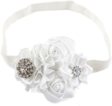 Queengirls Baby Girls Elastic Headbands 16inches White
