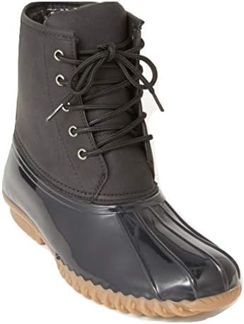 Charles Albert Women Stitching Lace up Waterproof Insulated Calf Rain Duck Boot