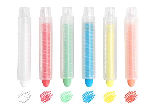 Starsouce Dustless Twistable Chalk Non-Toxic Colored Chalk 1.0mm Tip Art Tool for Whiteboard Blackboard Kids Children Drawing Writing, 6 Pack